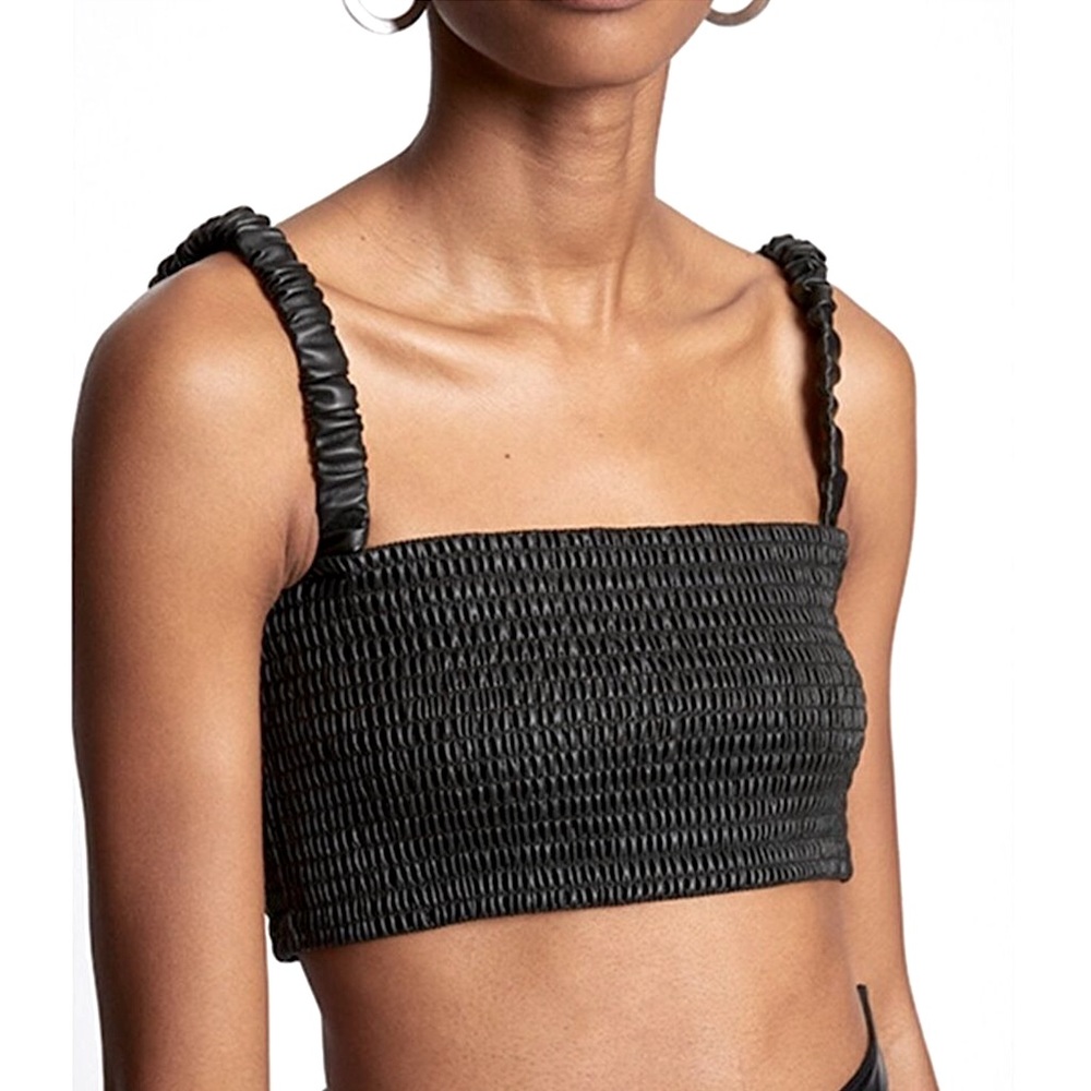 House Of Harlow Faux Leather Crop Top